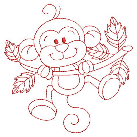 Redwork Forest Baby Animals-3