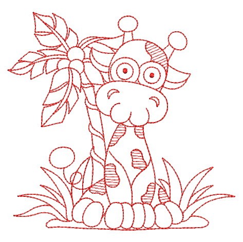 Redwork Forest Baby Animals-4