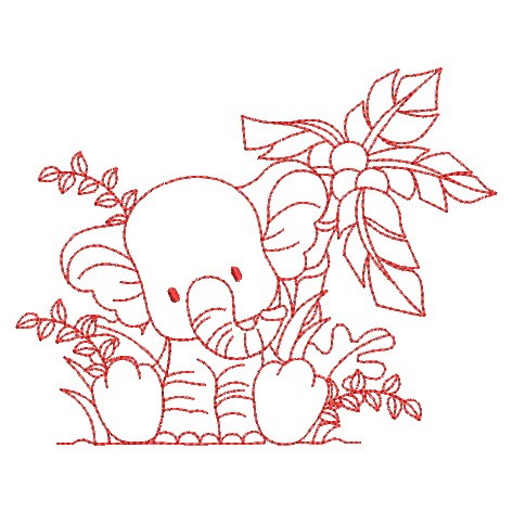 Redwork Forest Baby Animals-8