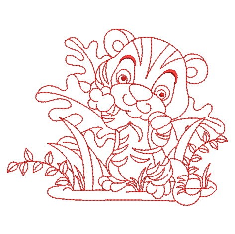 Redwork Forest Baby Animals-10