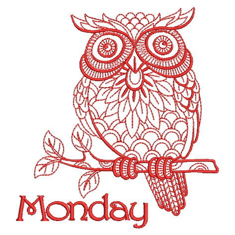 Redwork Owl Days of the Week-3