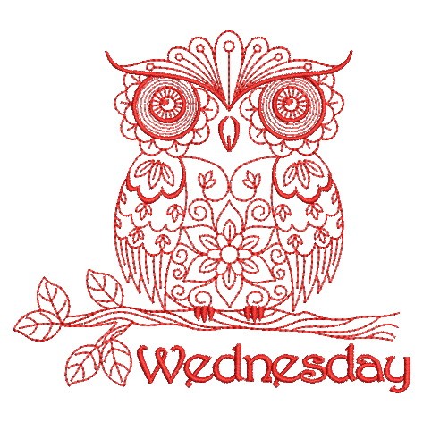 Redwork Owl Days of the Week-5