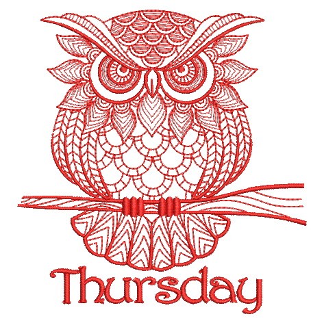 Redwork Owl Days of the Week-6