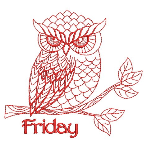 Redwork Owl Days of the Week-7