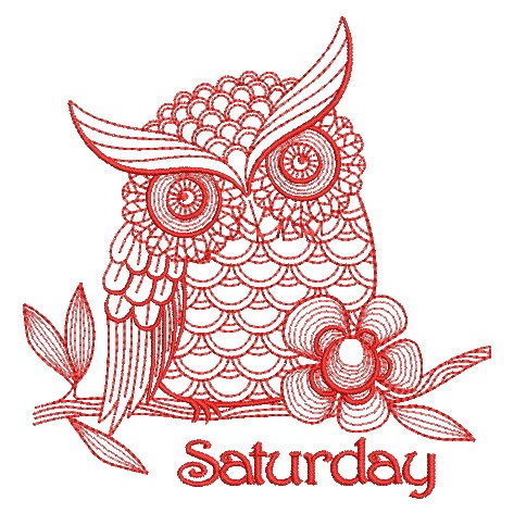 Redwork Owl Days of the Week-8