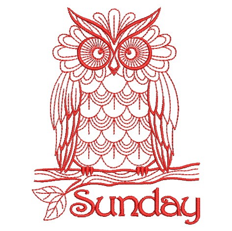 Redwork Owl Days of the Week-9