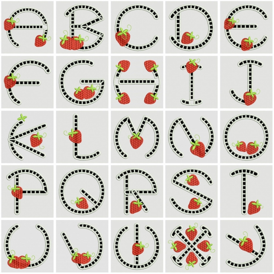 Cutwork Strawberry Monograms