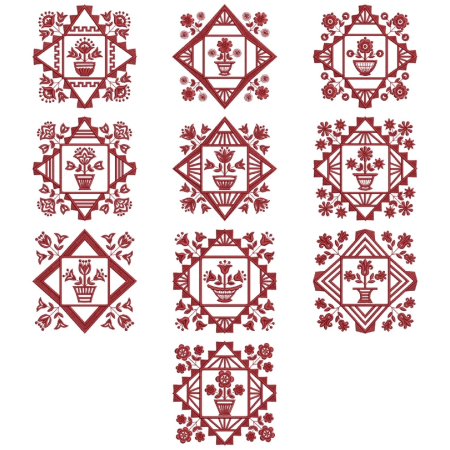 Redwork Jacobean Quilt