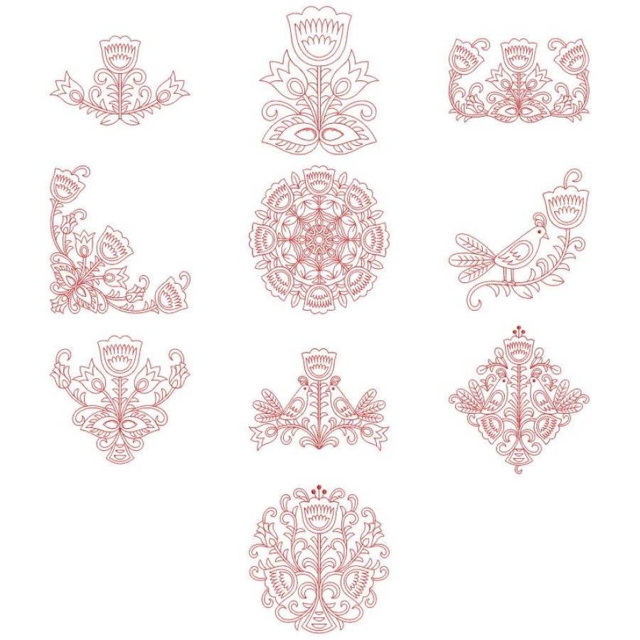 Redwork Polish Folk Art 