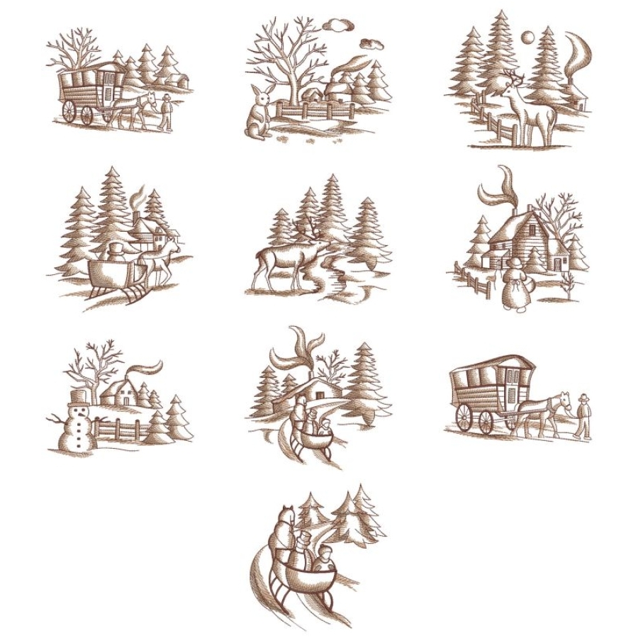 Toile Christmas Scene 
