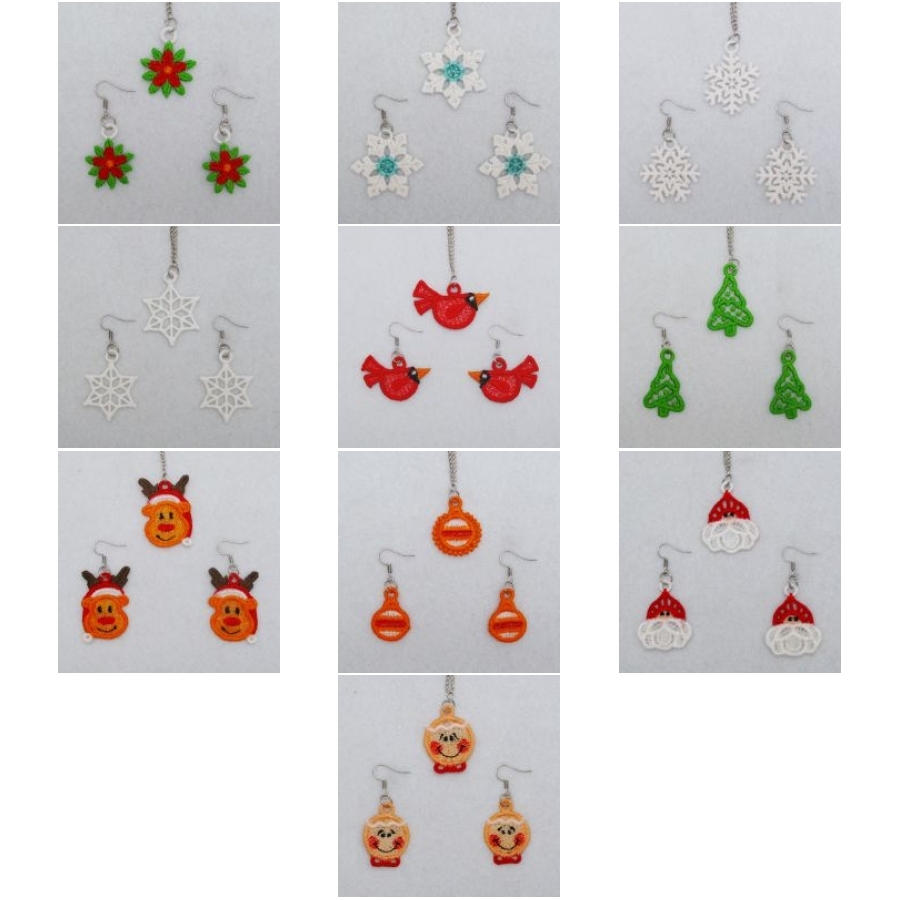 FSL Christmas Earrings And Pendant 