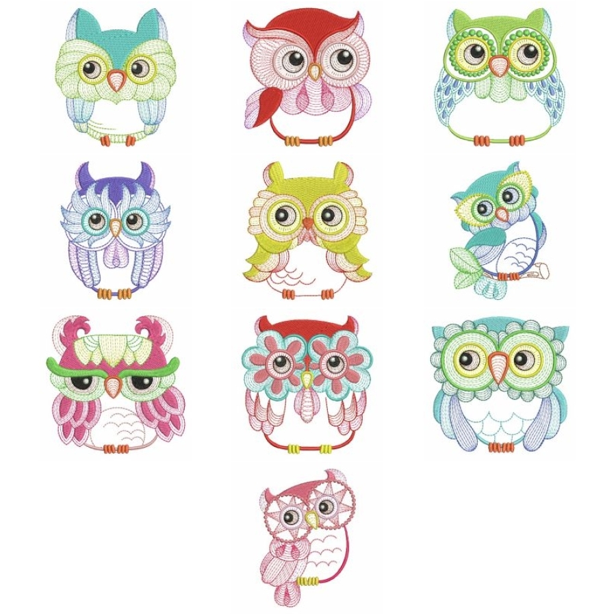 Colorful Rippled Owls