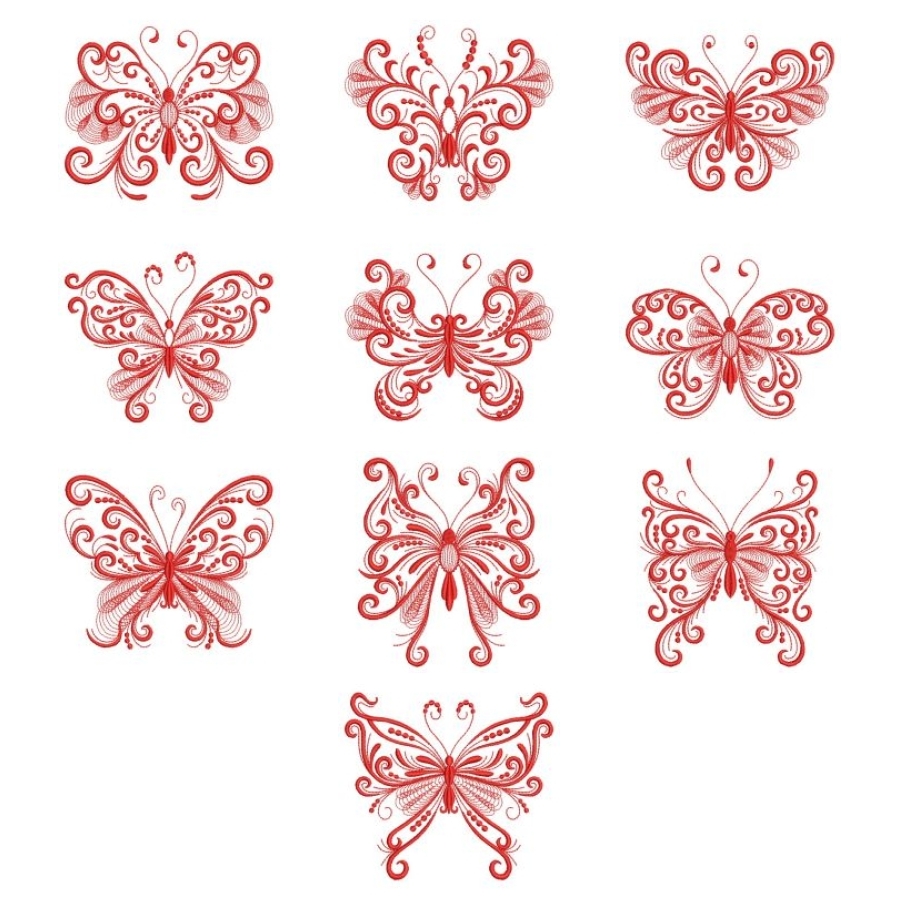 Redwork Decorative Butterfly 