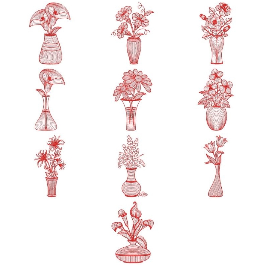 Redwork Flower Vase