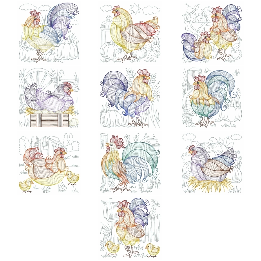 Rippled Roosters and Hens
