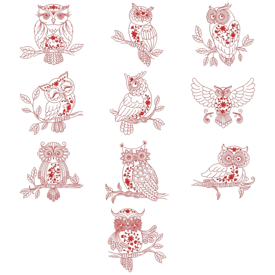 Redwork Owls 2
