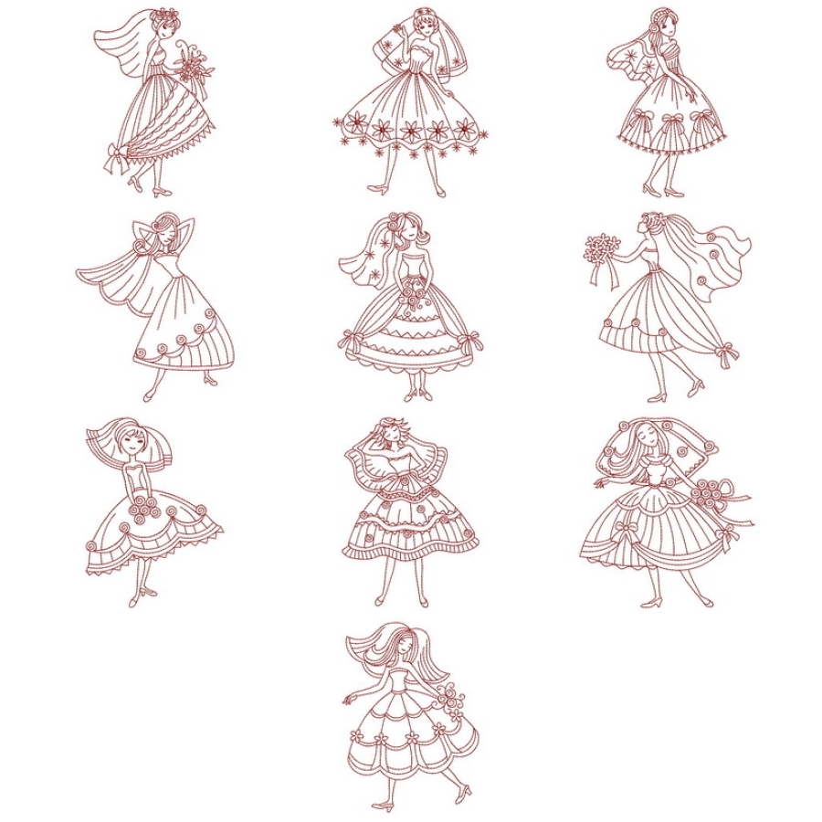 Redwork Brides