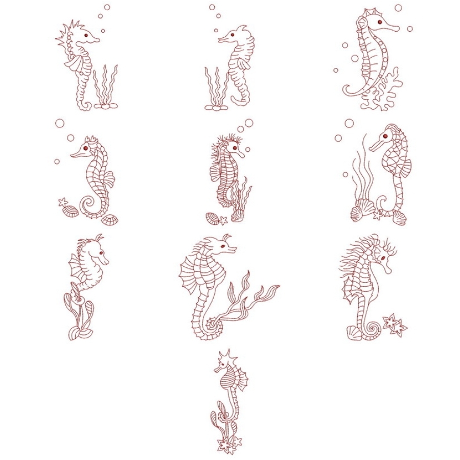 Redwork Sea Horse