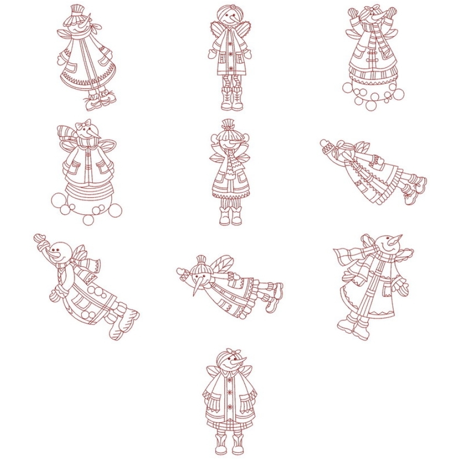 Redwork Country Snowman