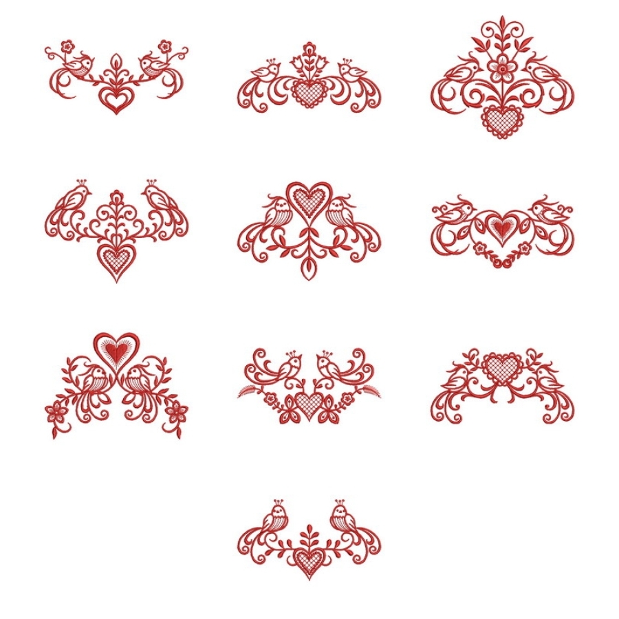 Redwork Bird Couple