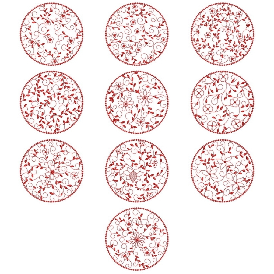 Redwork Floral Quilt