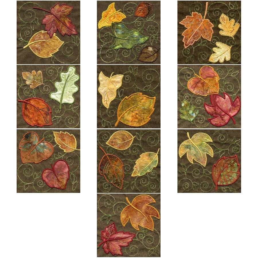 TT088 Applique Leaf Quilt Squares 