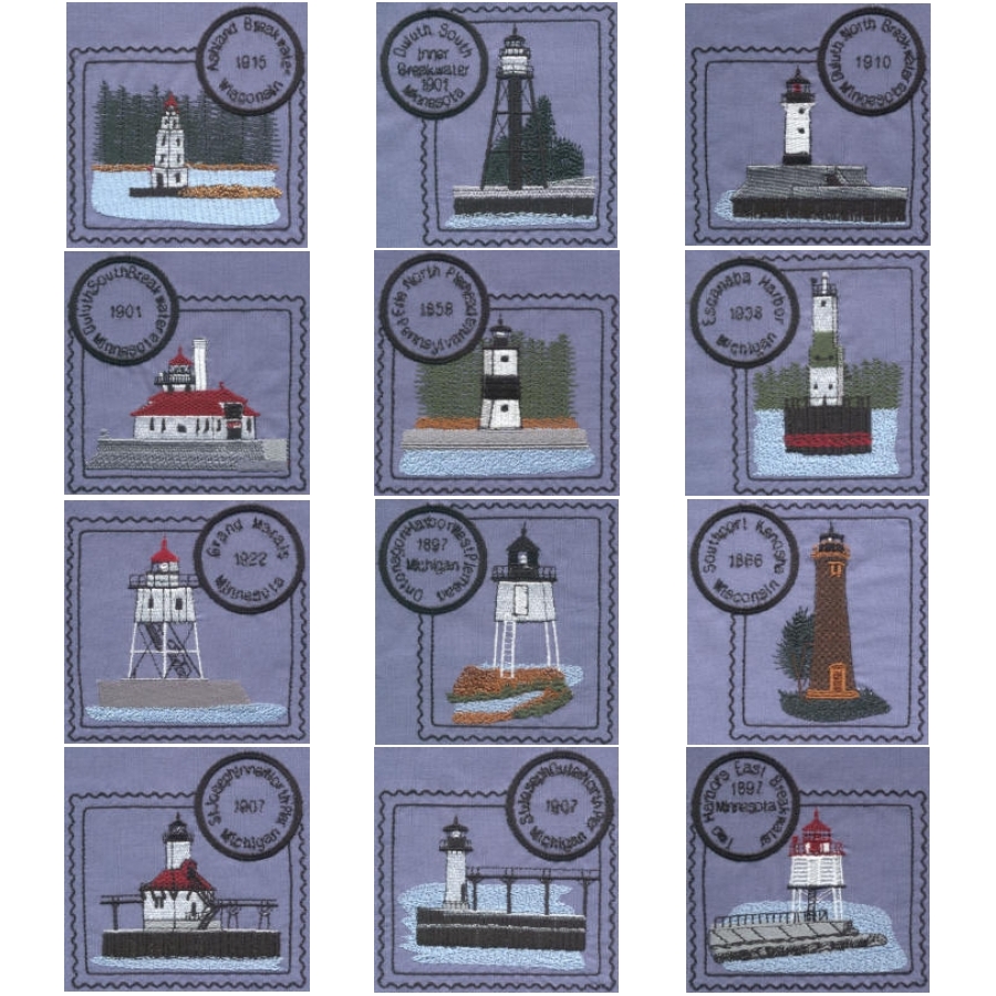Great Lakes 3 Lighthouse Stamps