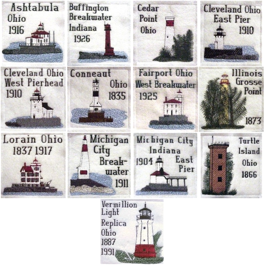 Ohio Illinois Indiana Lighthouse Blocks