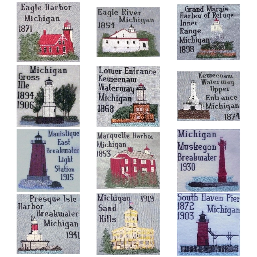 Michigan 3 Lighthouse Blocks