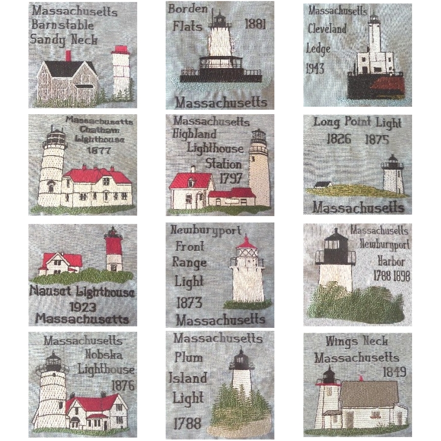 Massachusetts 2 Lighthouse Blocks