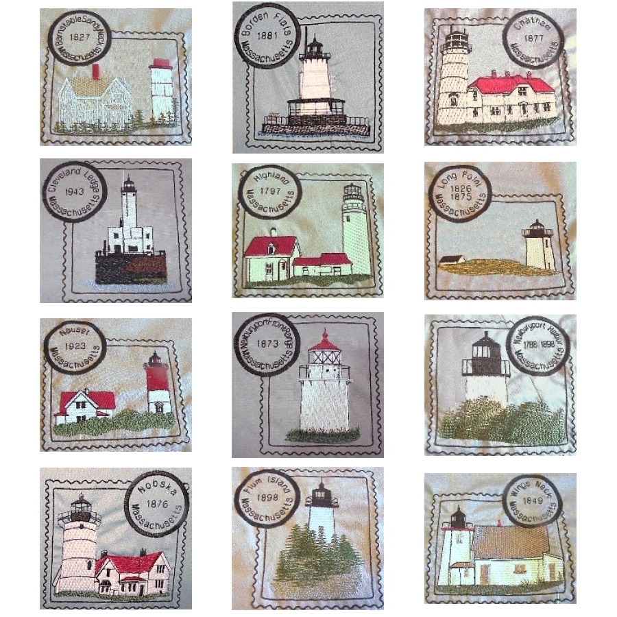 Massachusetts 2 Lighthouse Stamps