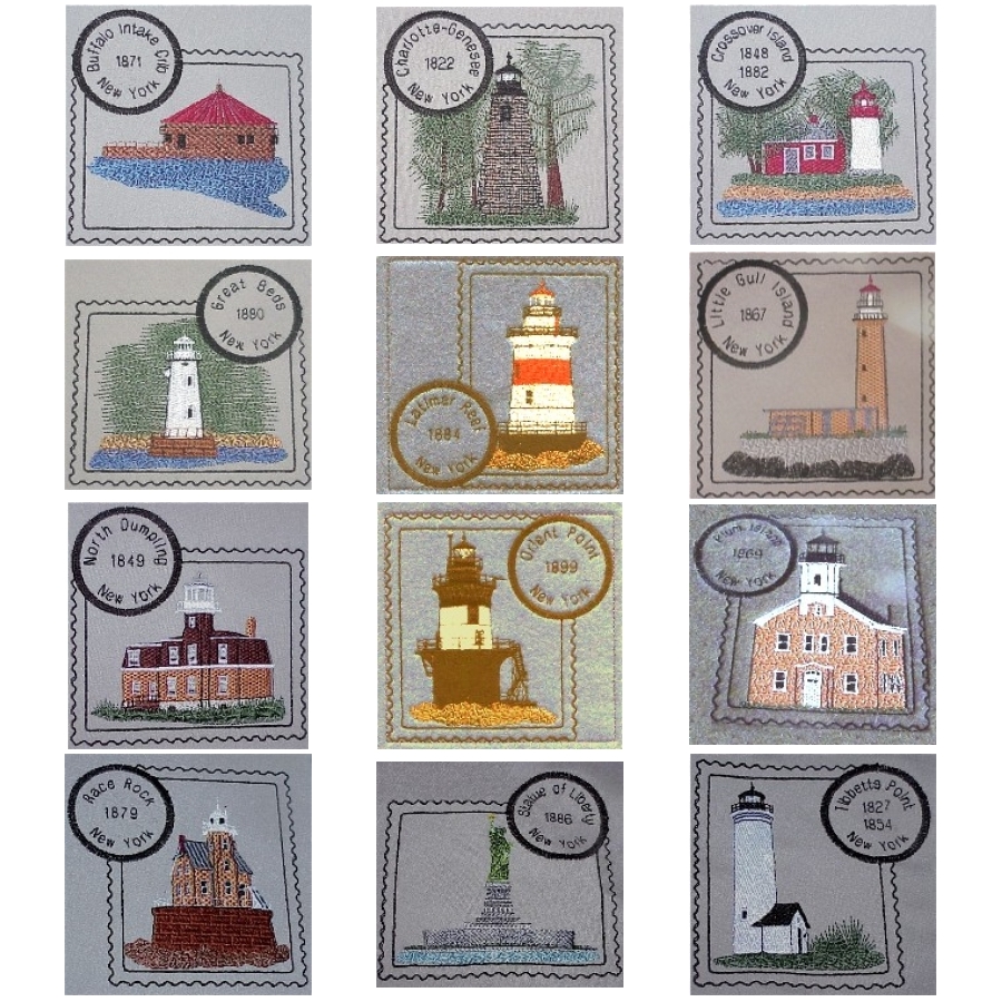 New York 2 Lighthouse Stamps