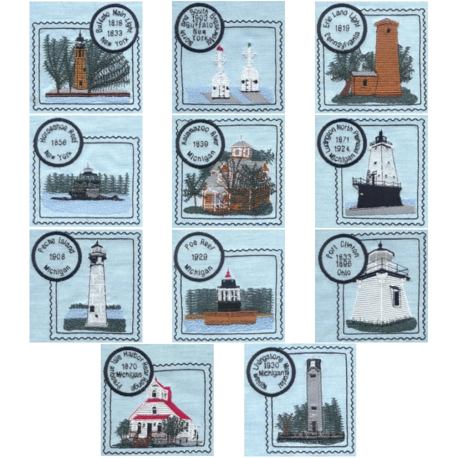 Great Lakes 4 Lighthouse Stamps