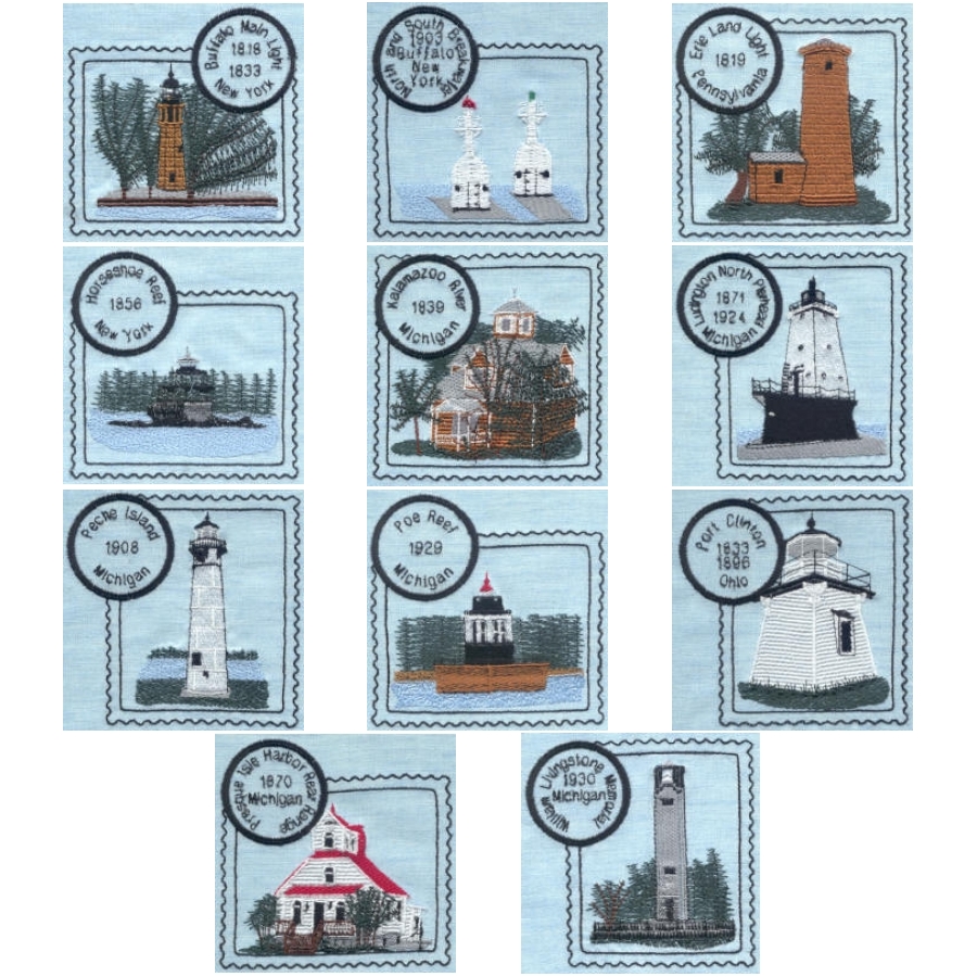 Great Lakes 4 Lighthouse Stamps