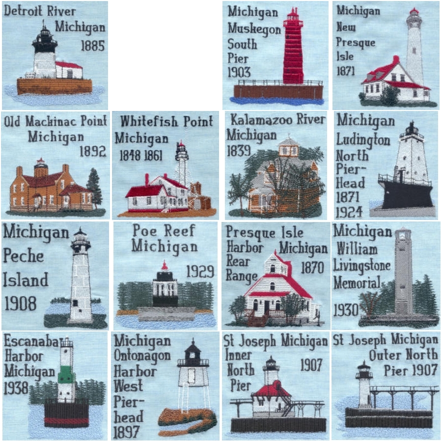 Michigan 4 Lighthouse Blocks