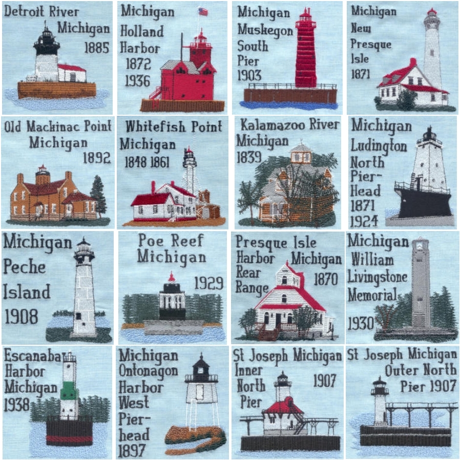 Michigan 4 Lighthouse Blocks