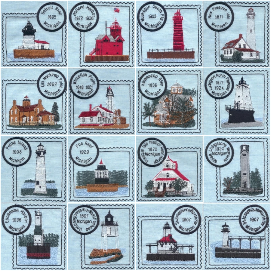 Michigan 4 Lighthouse Stamps