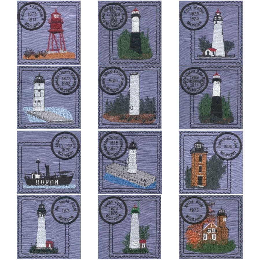 Michigan 5 Lighthouse Stamps