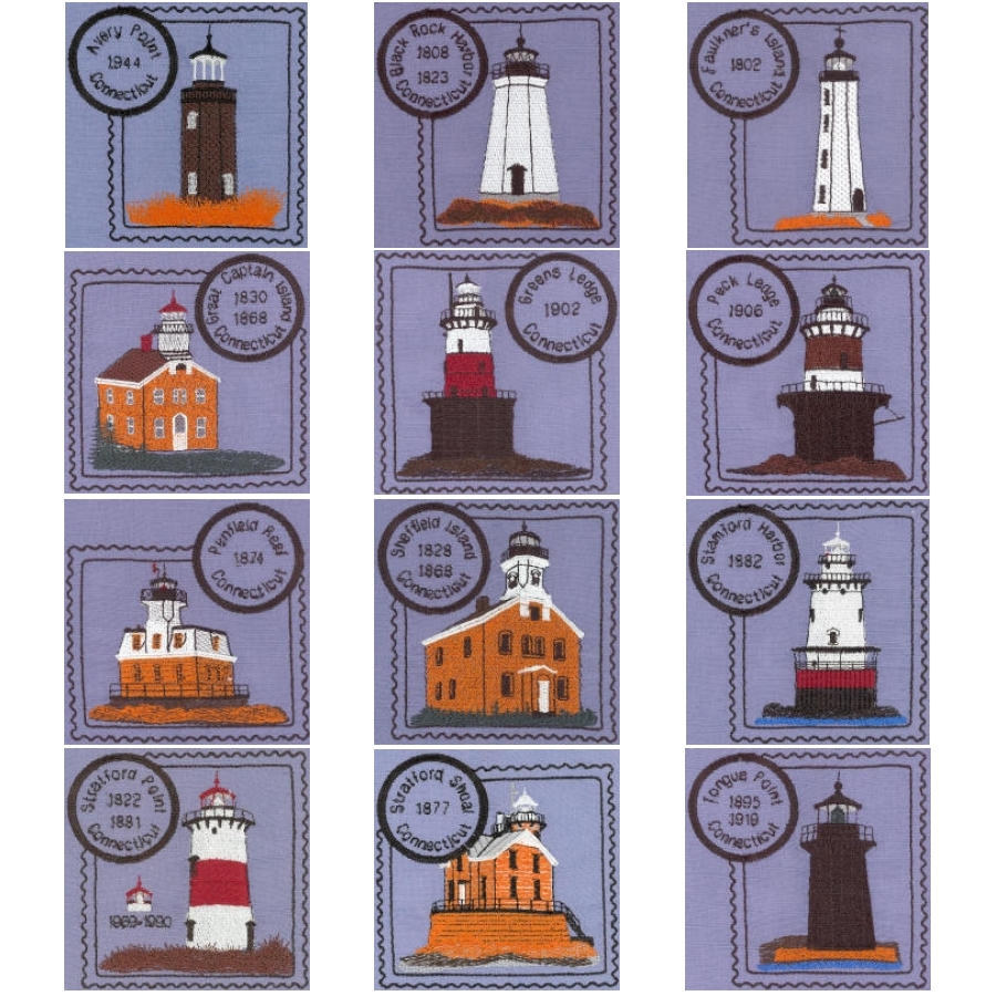 Connecticut Lighthouse stamps OregonPatchWorks