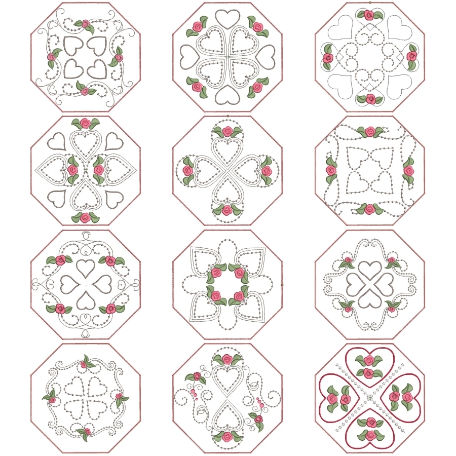 Hearts and Roses Candlewick Quilt 
