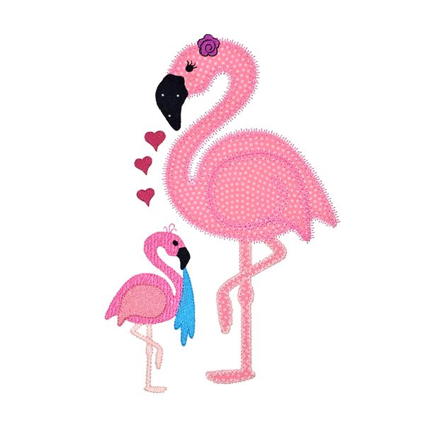 Mom and Baby Flamingos