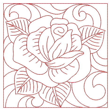 Redwork Floral Quilting -9