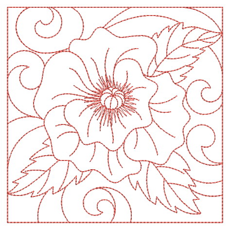 Redwork Floral Quilting -12