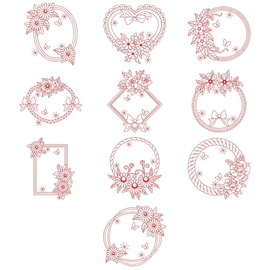 Redwork Flowers 2 
