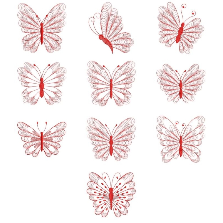 Redwork Rippled Butterfly