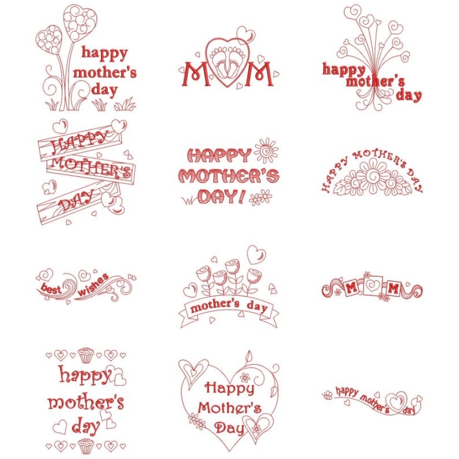 Redwork Mothers Day