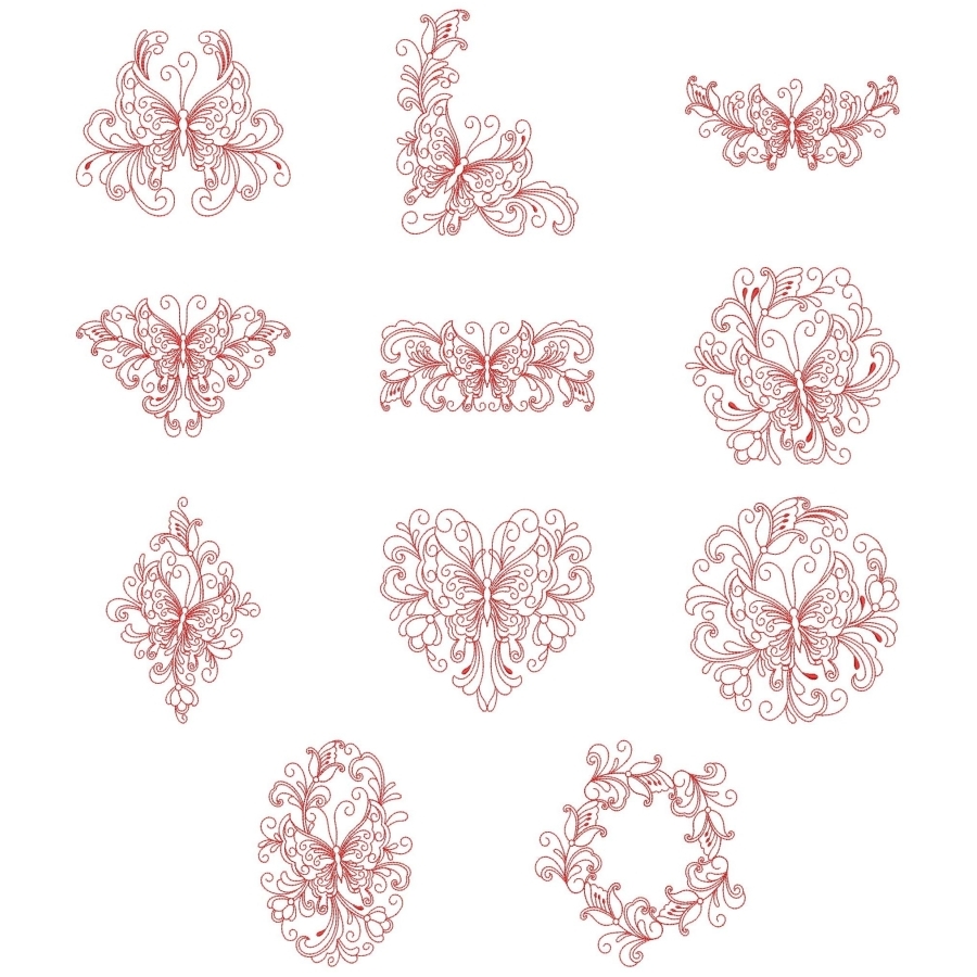 Redwork Heirloom Butterfly 3