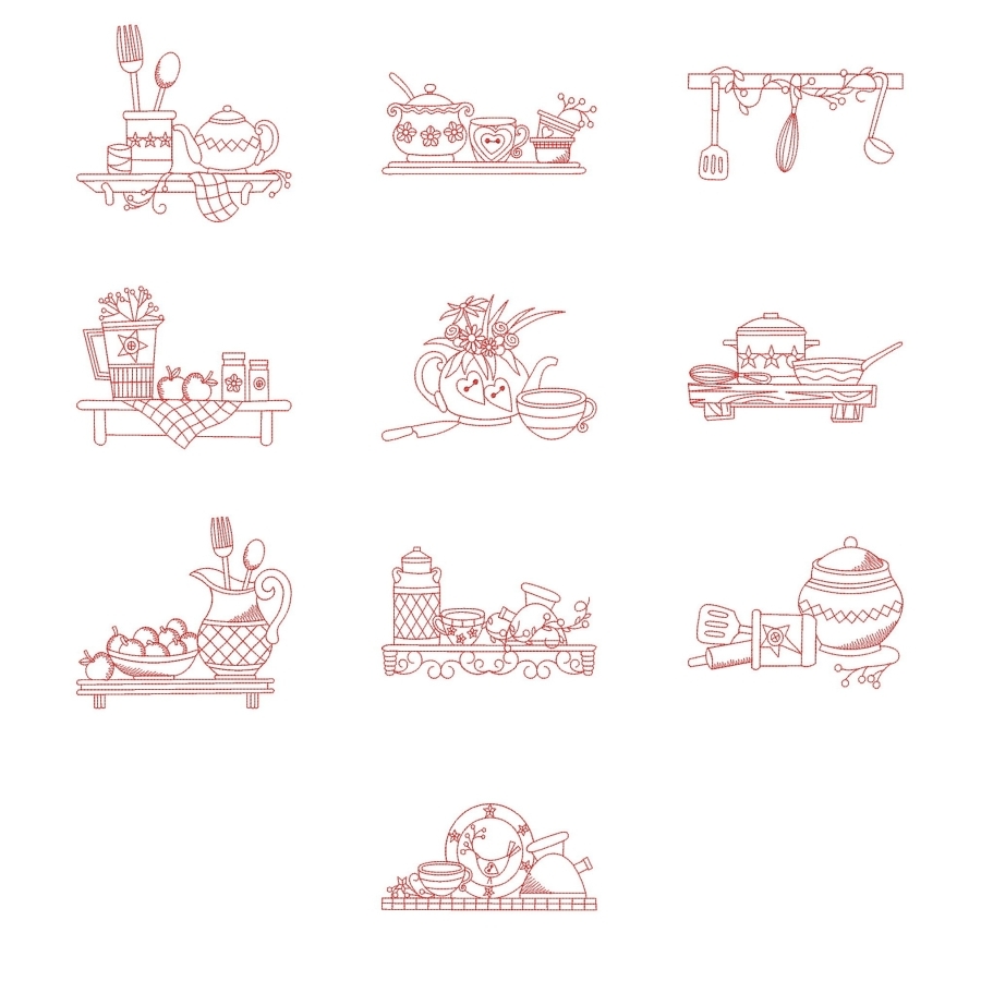 Redwork Kitchen 3