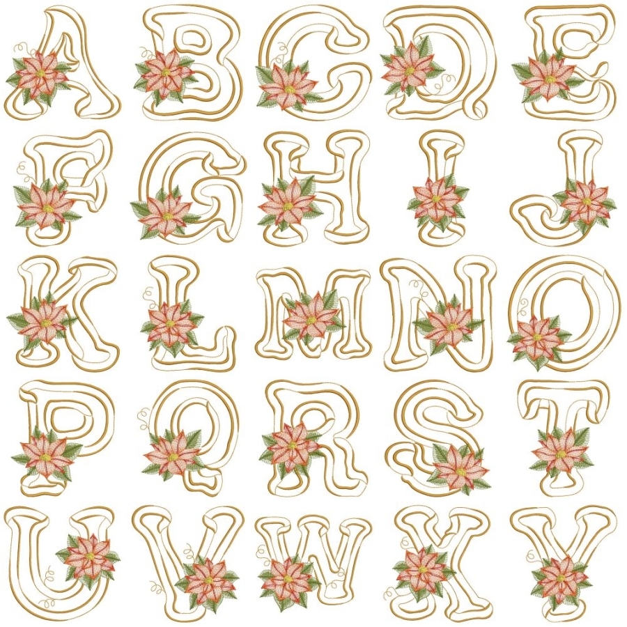 Christmas Poinsettia Alphabet 