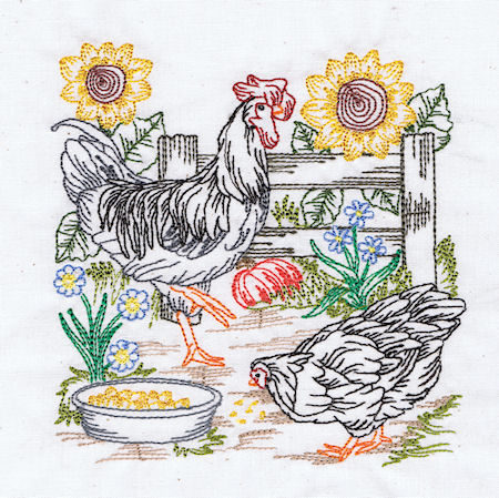 Country Living - Rooster & Hens Blocks -3